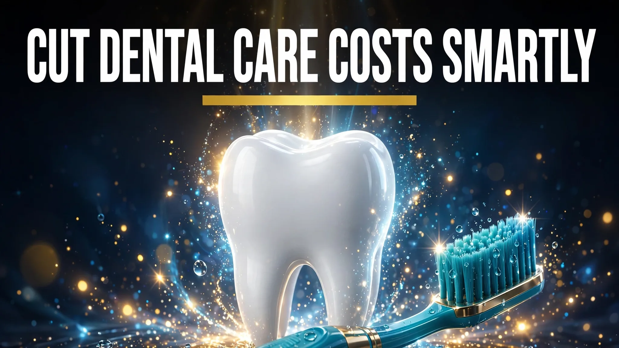 A bright model tooth with a toothbrush in sparkling light